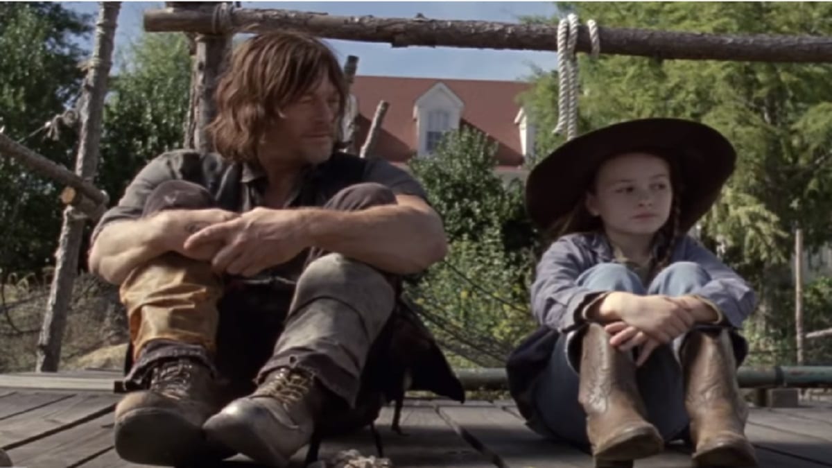 Daryl Dixon and Judith Grimes during Season 9 of The Walking Dead