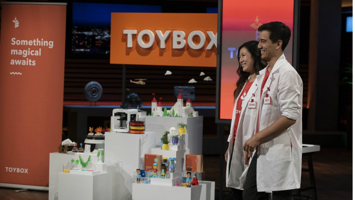 Jenn Chin and Ben Baltes present Toybox Labs on Shark Tank.