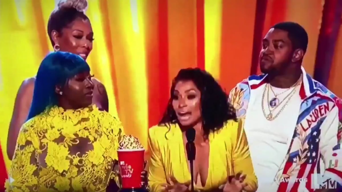 Spice, Bambi Benson, Karlie Redd and Lil Scrappy accept the Reality Royalty award at the MTV Movie & TV Awards