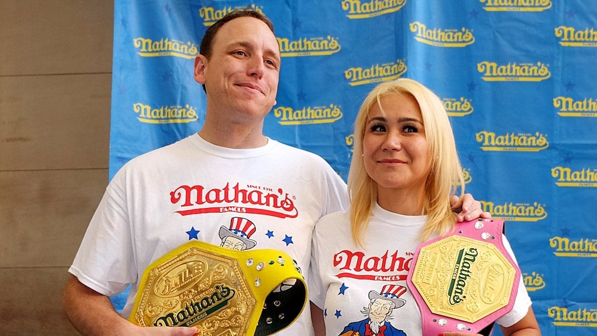 Joey Chestnut and Miki Sudo, who will win big in prize money if they win the Nathan's Famous Hot Dog Eating Contest 2019