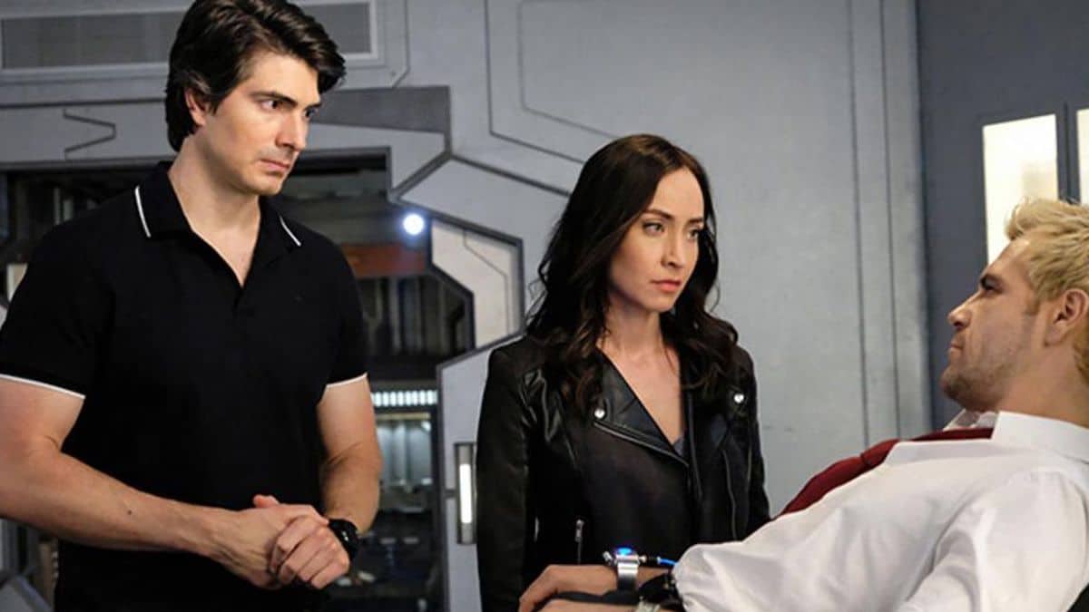 Brandon Routh as Ray Palmer, Courtney Ford as Nora Darhk, and Matt Ryan as John Constantine on Legends of Tomorrow