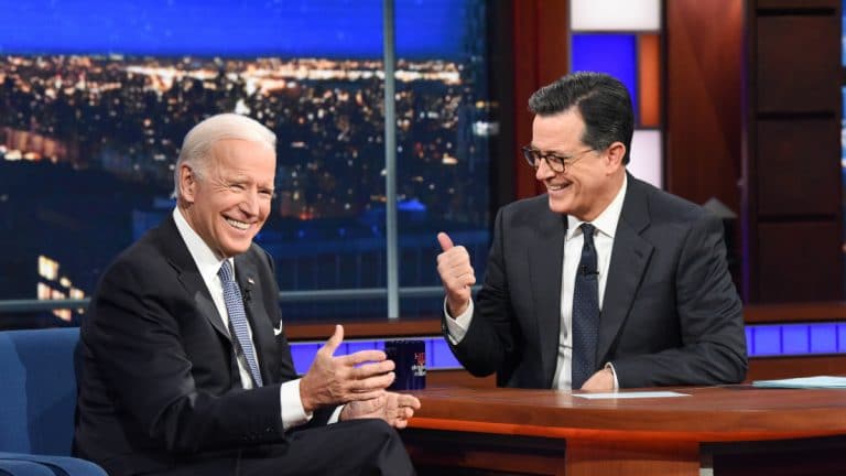 Vice President Joe Biden and Stephen Colbert
