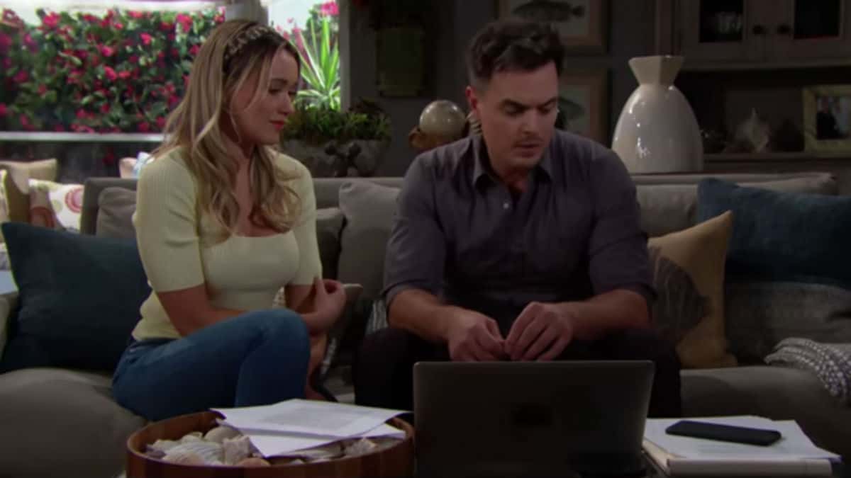 Katrina Bowden and Darin Brooks as Flo and Wyatt on The Bold and the Beautiful.