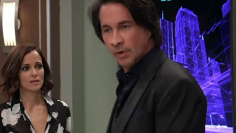 Rebecca Budig and Michael Easton as Hayden and Finn on General Hospital.