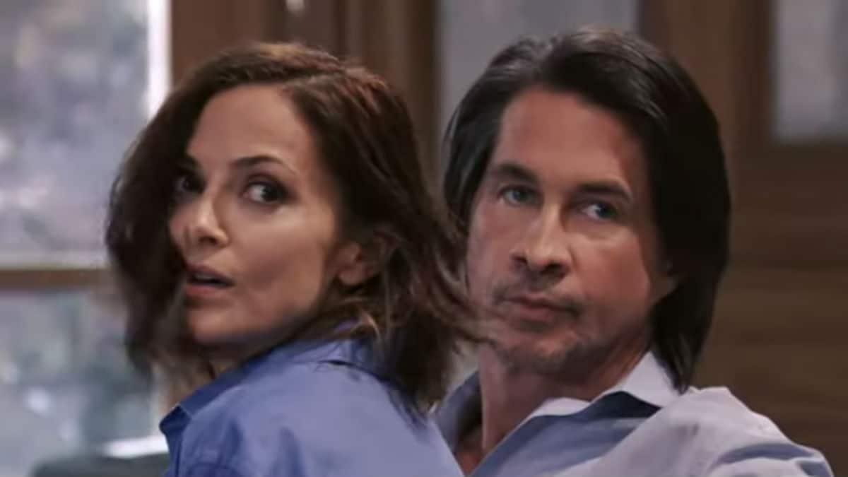 Rebecca Budig and Michael Easton as Hayden and Finn on General Hospital.