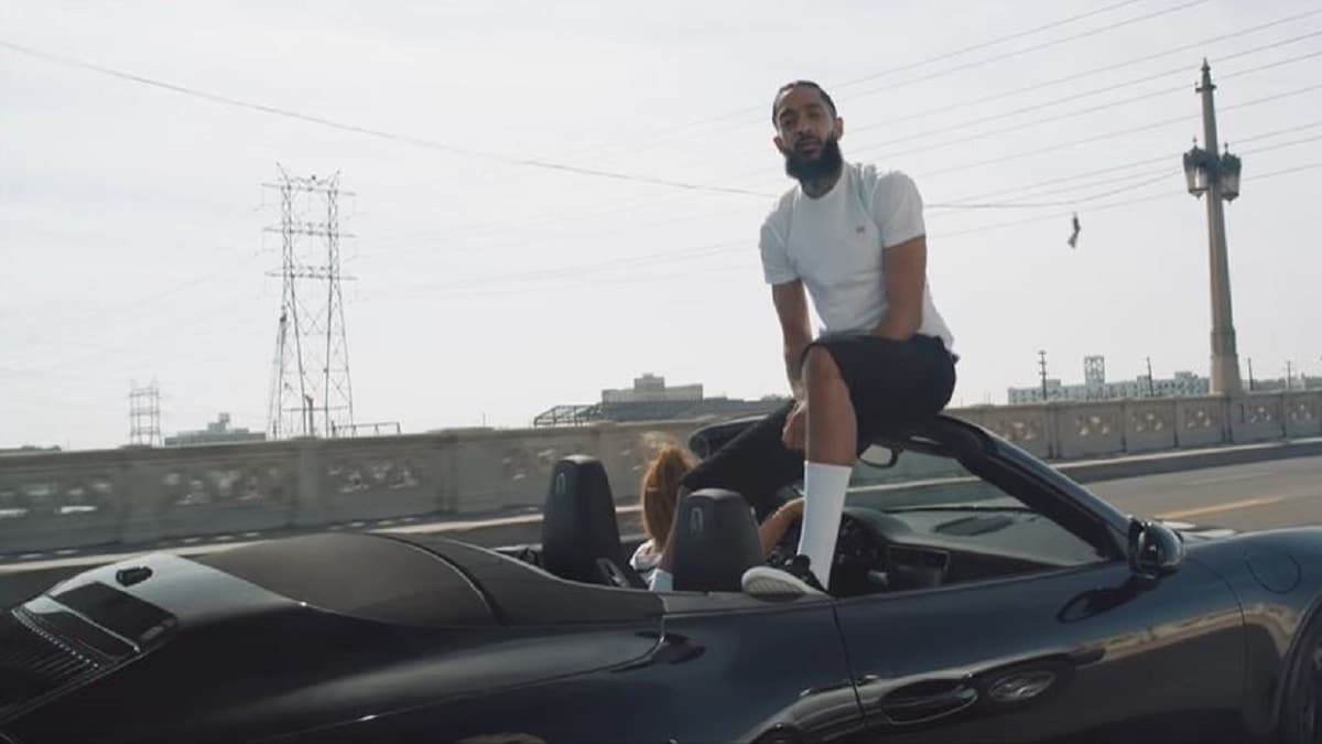 Rapper Nipsey Hussle performs in a music video