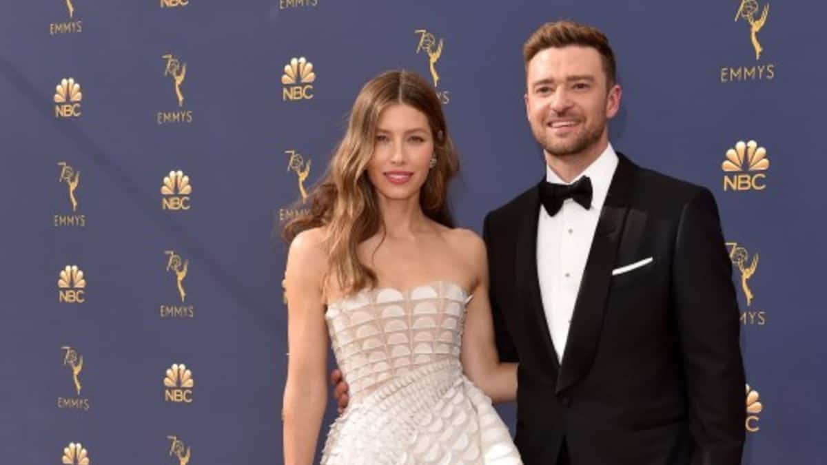 Justin Timberlake and Jessica Biel at Emmy Awards in 2018