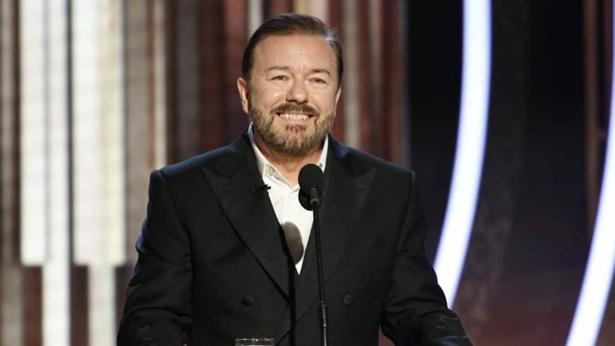 Ricky Gervais at the 77th annual Golden Globes