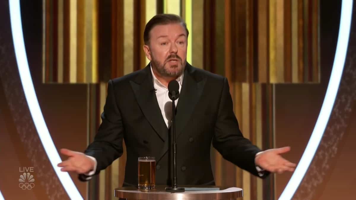 Ricky Gervais at the 2020 Golden Globes