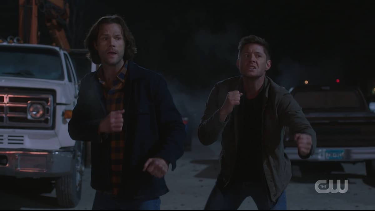 Sam and Dean prepare for a comedic fight. Pic credit: The CW