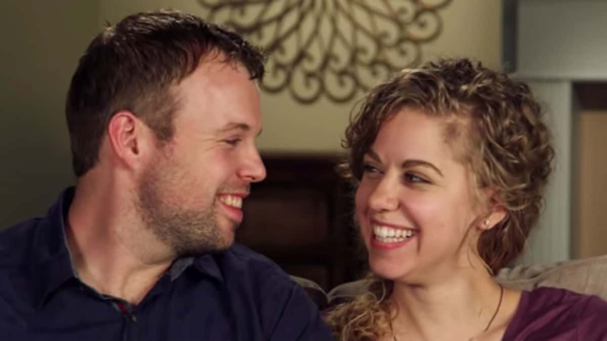 Abbie Grace Burnett and John-David Duggar in a Counting On confessional.