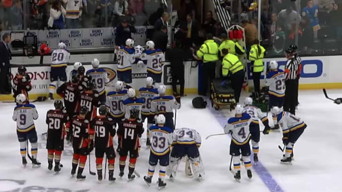 nhl player collapses on bench