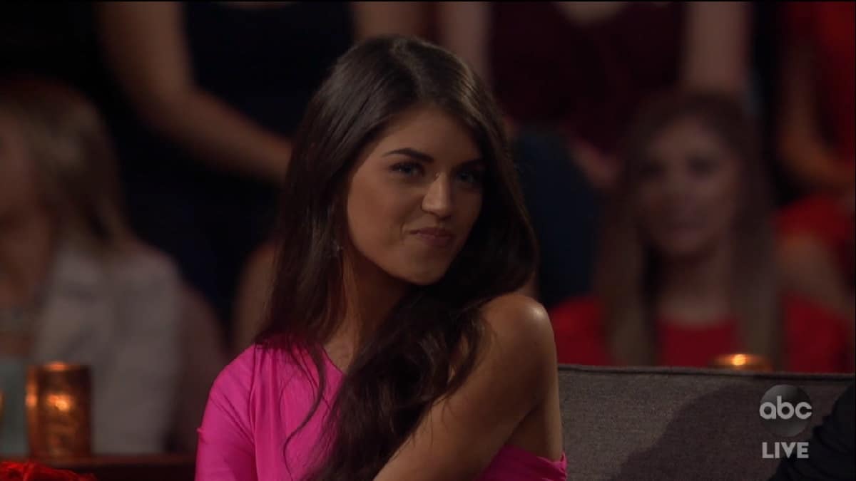 Madison Prewett looks at Peter's Mom Barb during The Bachelor live finale, part 2