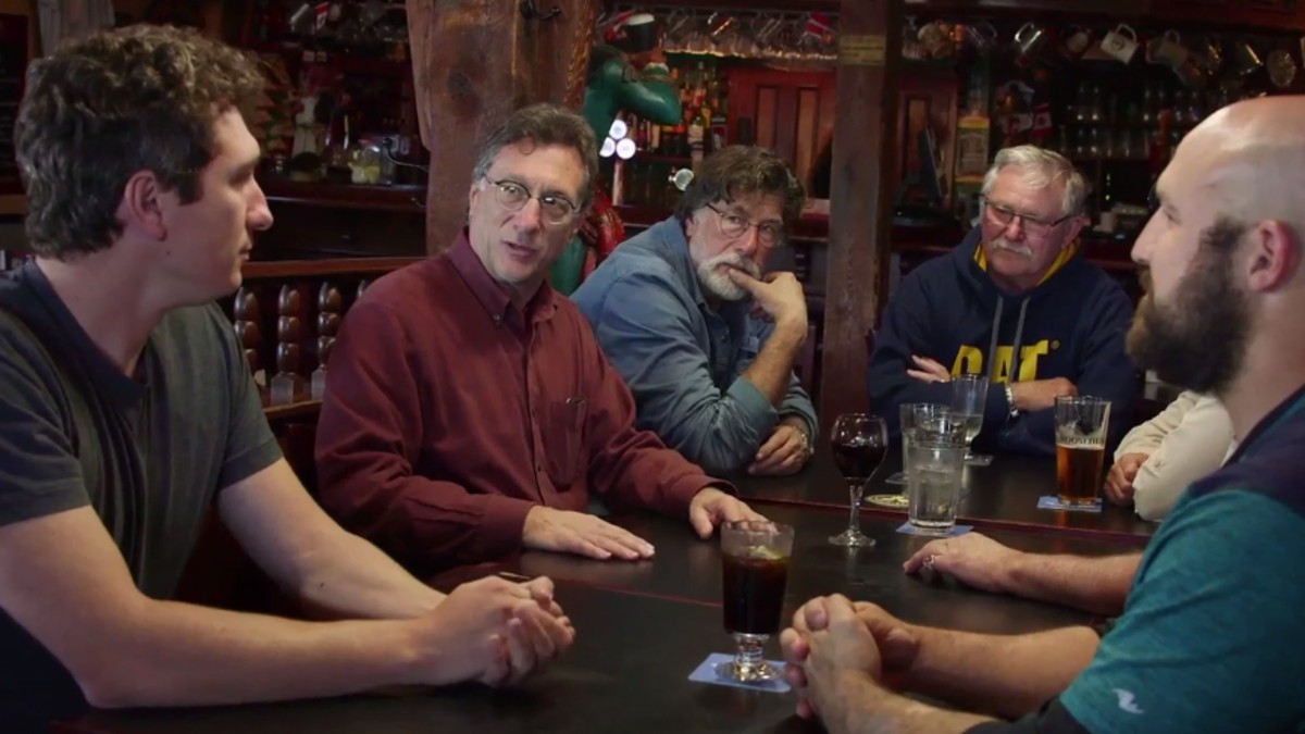 The Oak Island team meet in the pub