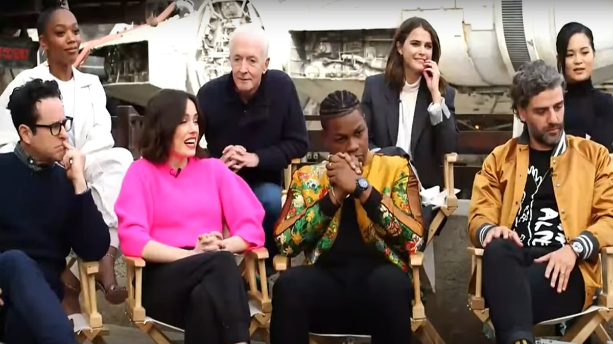 The cast of The Rise of Skywalker is asked to show their reaction to the film's final scene.