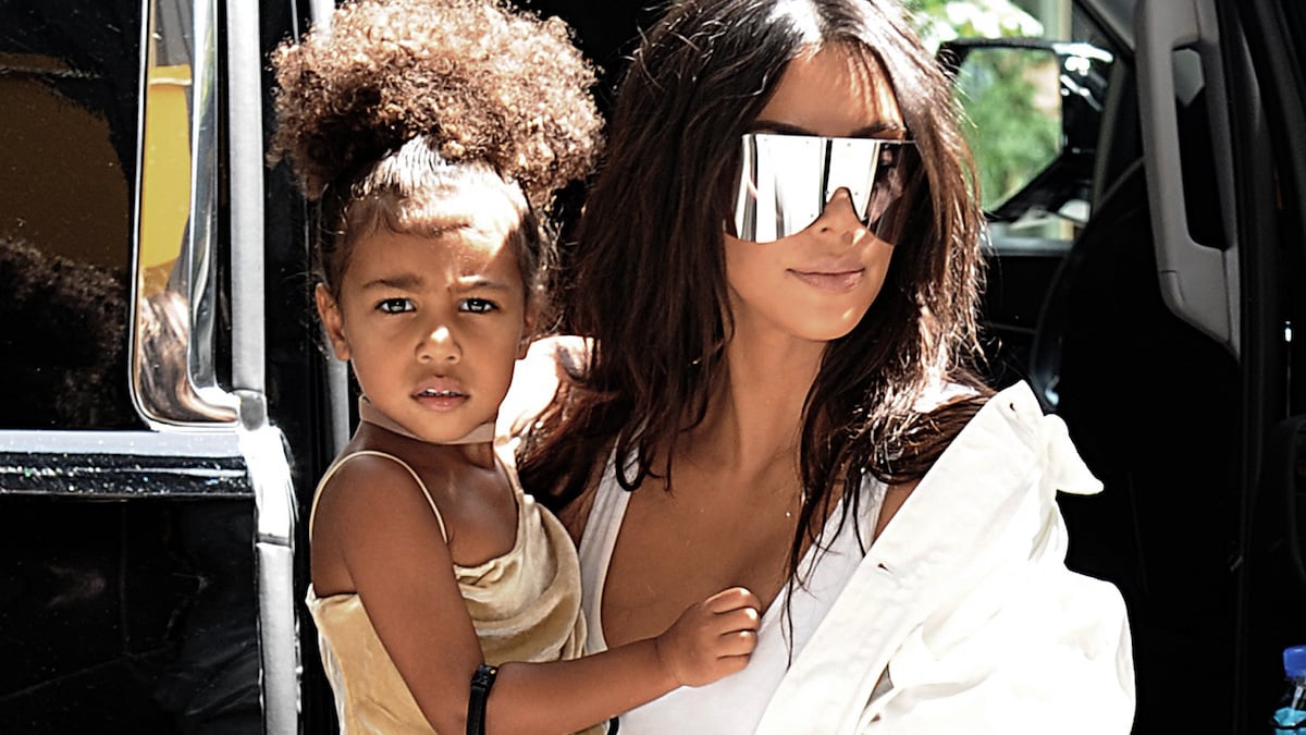 Kim Kardashian pictured getting out of a car in NYC with daughter North West Pic credit: ©ImageCollect.com/Acepixs