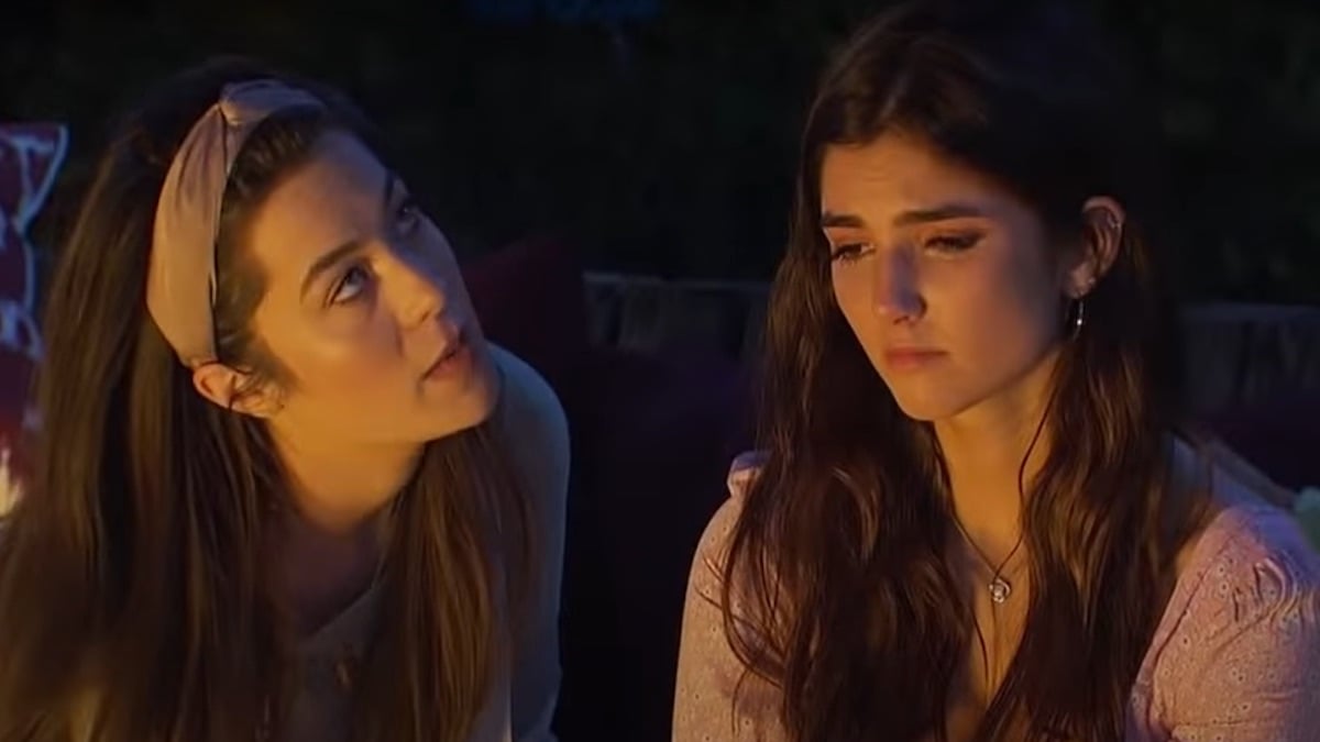 Two female contestants speak together on The Bachelor Presents: Listen to Your Heart