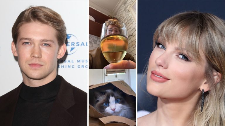 Joe Alwyn, Taylor Swift, and two of his photos