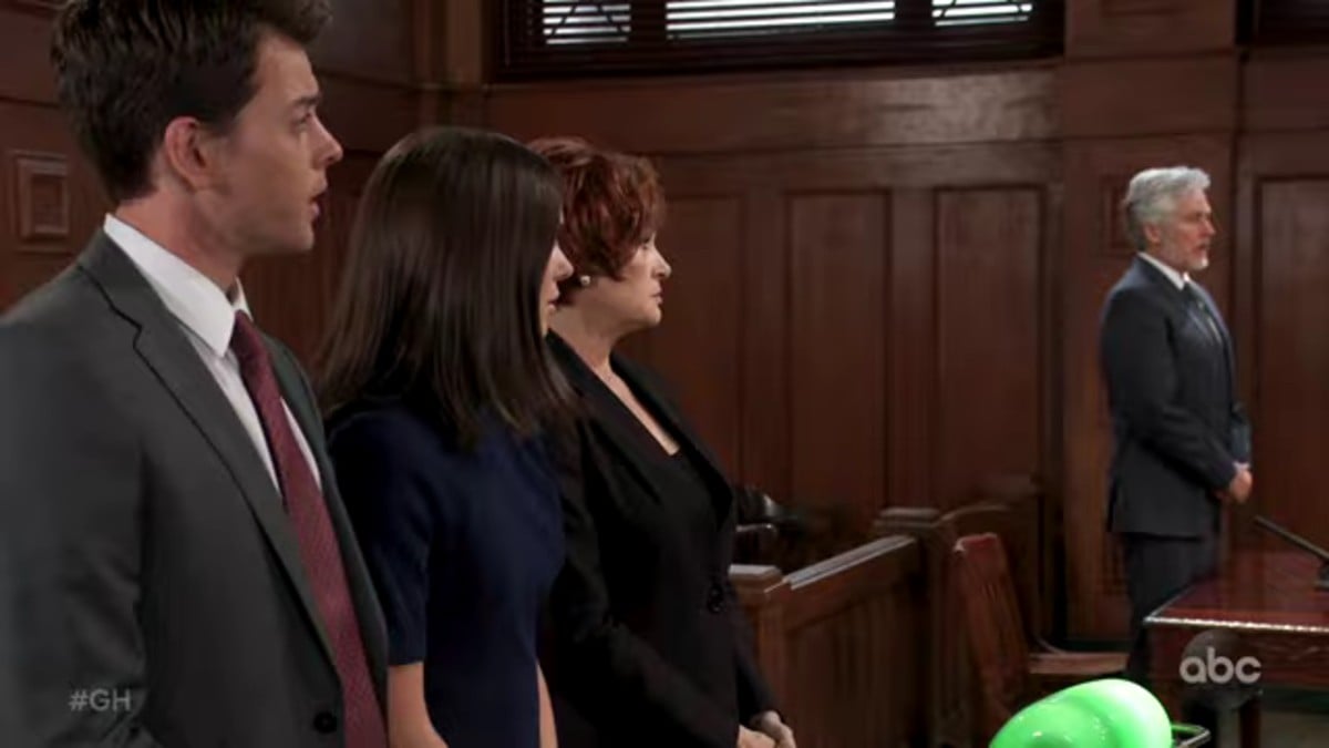 Michael and Willow waiting in court on General Hospital.