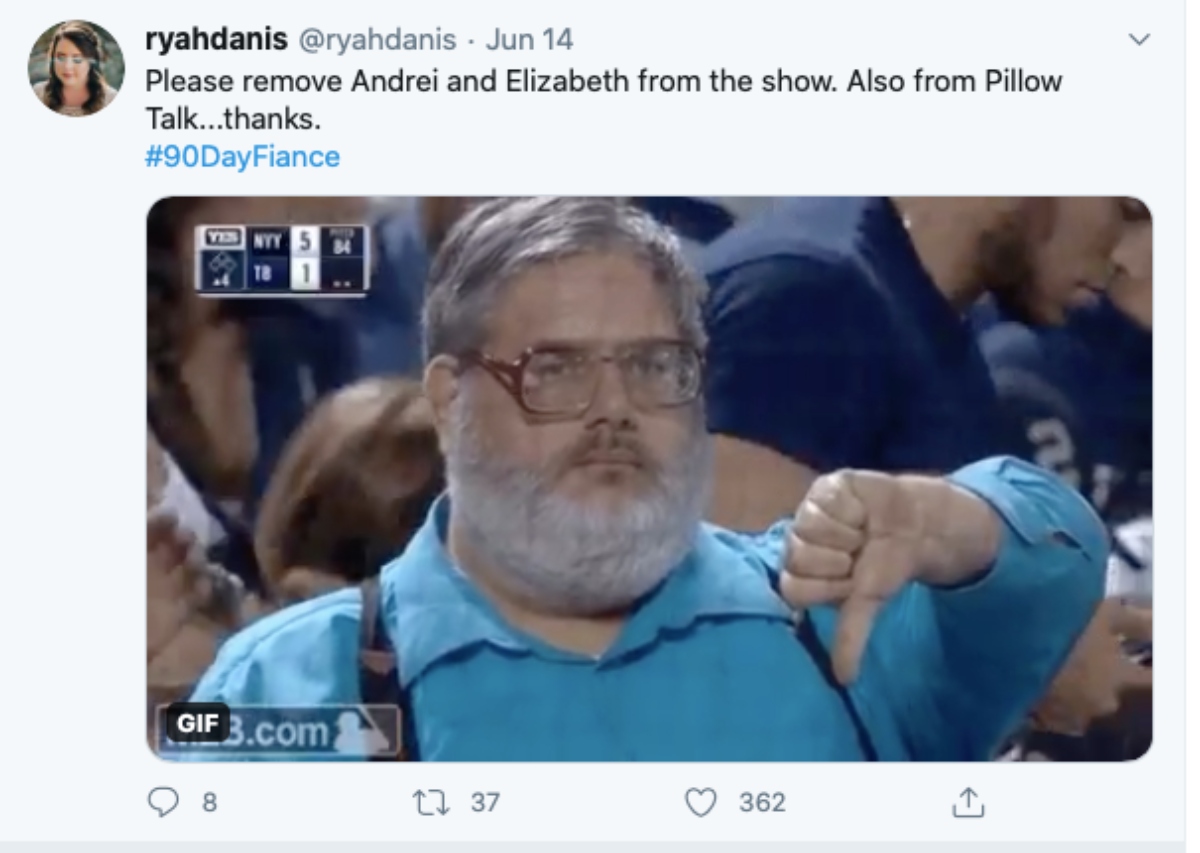 One fan is over Elizabeth and Andrei. Pic Credit: @ryahdanis / Twitter