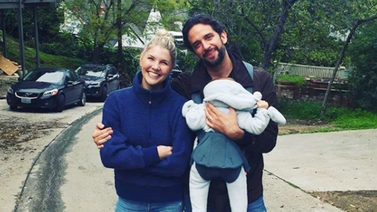 Amanda Kloots and Nick Cordero pose for a family photo
