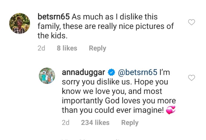 Anna Duggar clapped back at a rude comment. 