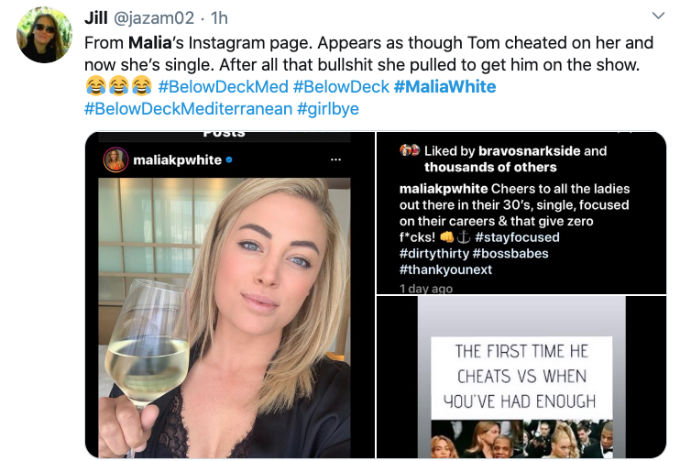 Malia cheating and single posts