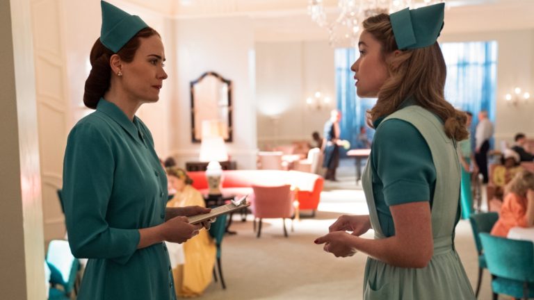 Sarah Paulson as Mildred Ratched and Alice Englert as Nurse Dolly
