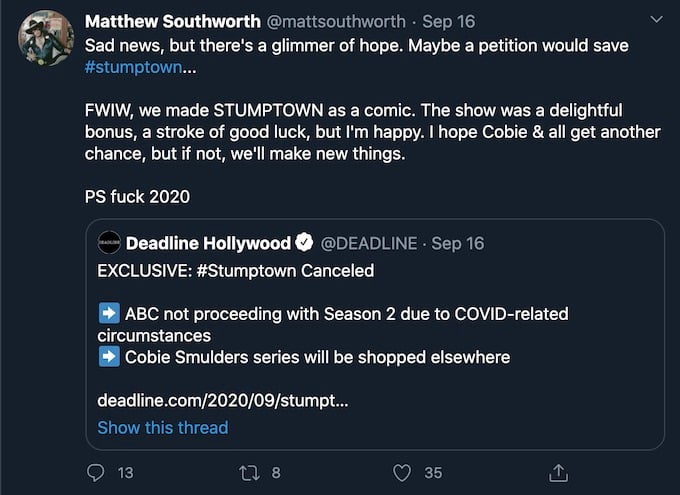 abc cancels stumptown ahead of season 2