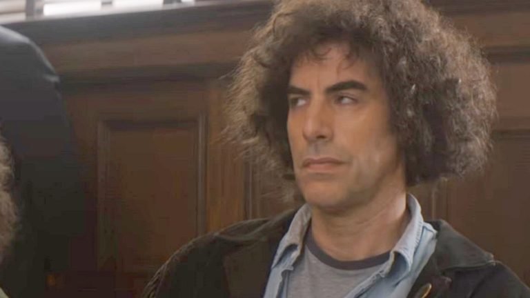 Sacha Baron Cohen plays Abbie Hoffman in Netflix's The Trial of the Chicago 7. Pic credit: Netflix