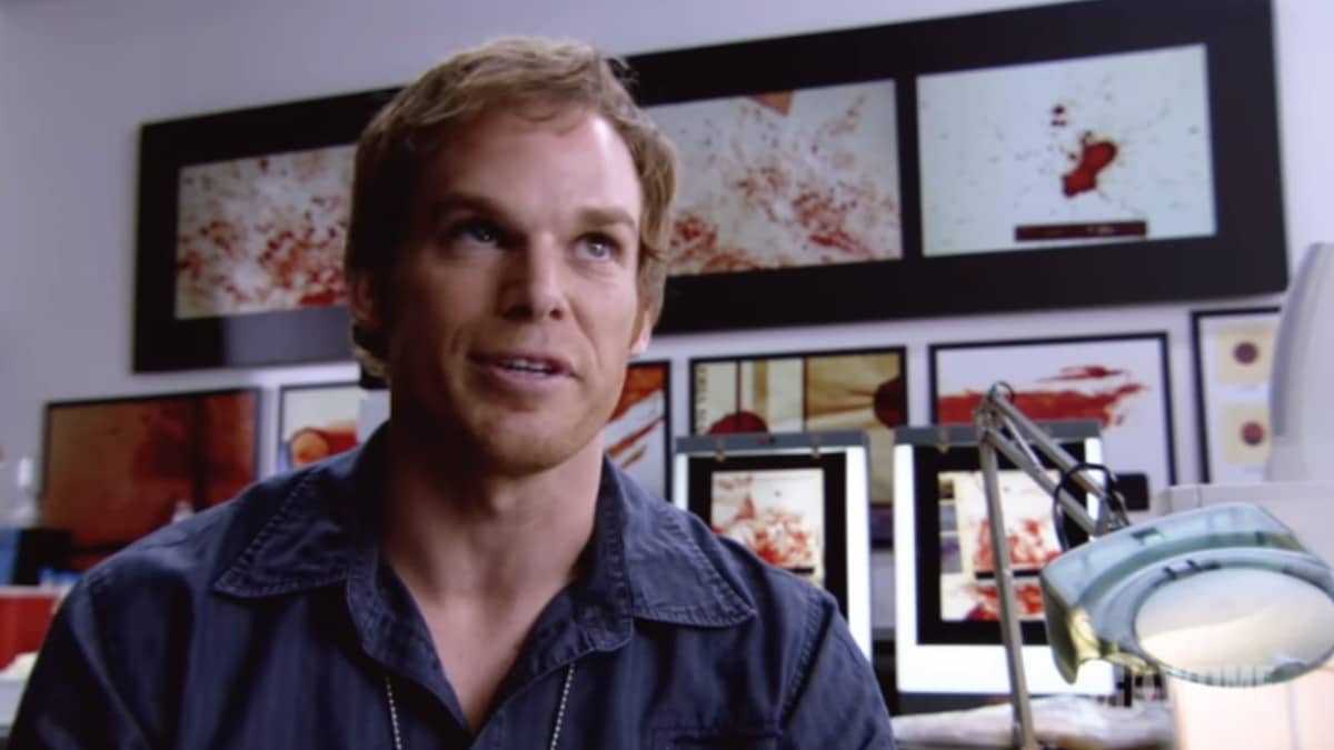 Michael C Hall in character on the set of Dexter