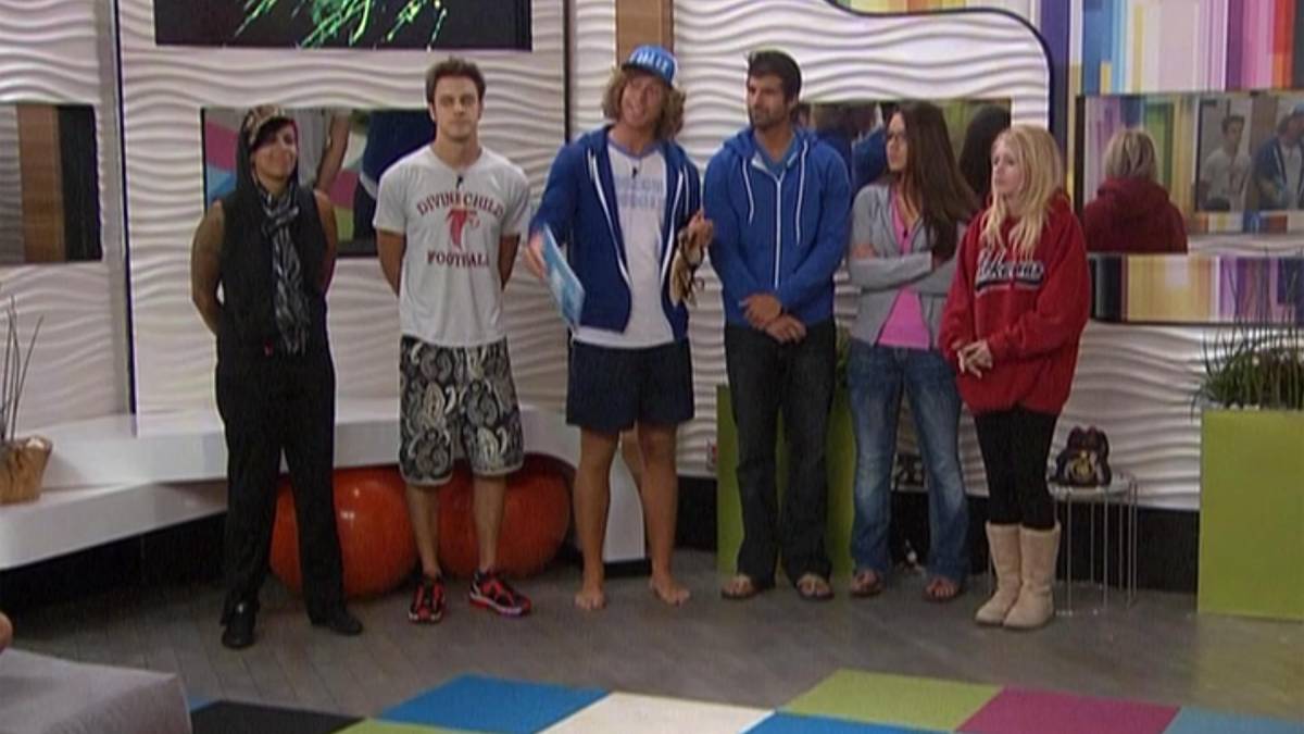 Big Brother 16 contestants stand ready to compete in the power of veto.