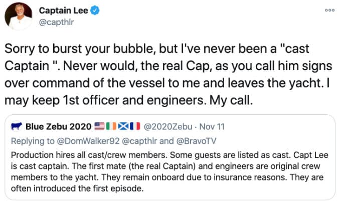 Captain Lee Tweets at haters