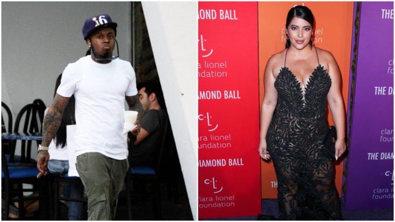 Lil Wayne pictured on the street and Denise Bidot on the red carpet