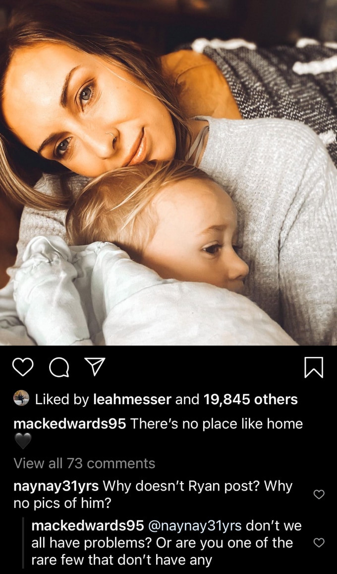 Mackenzie Edwards Instagram reply to critic who implied there was an issue in their marriage