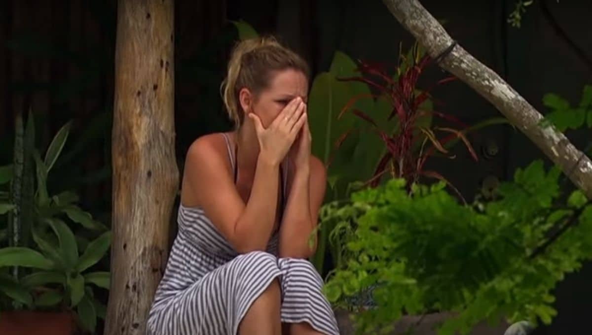 Clare Crawley sits with her head in her hands looking upset on Bachelor in Paradise 