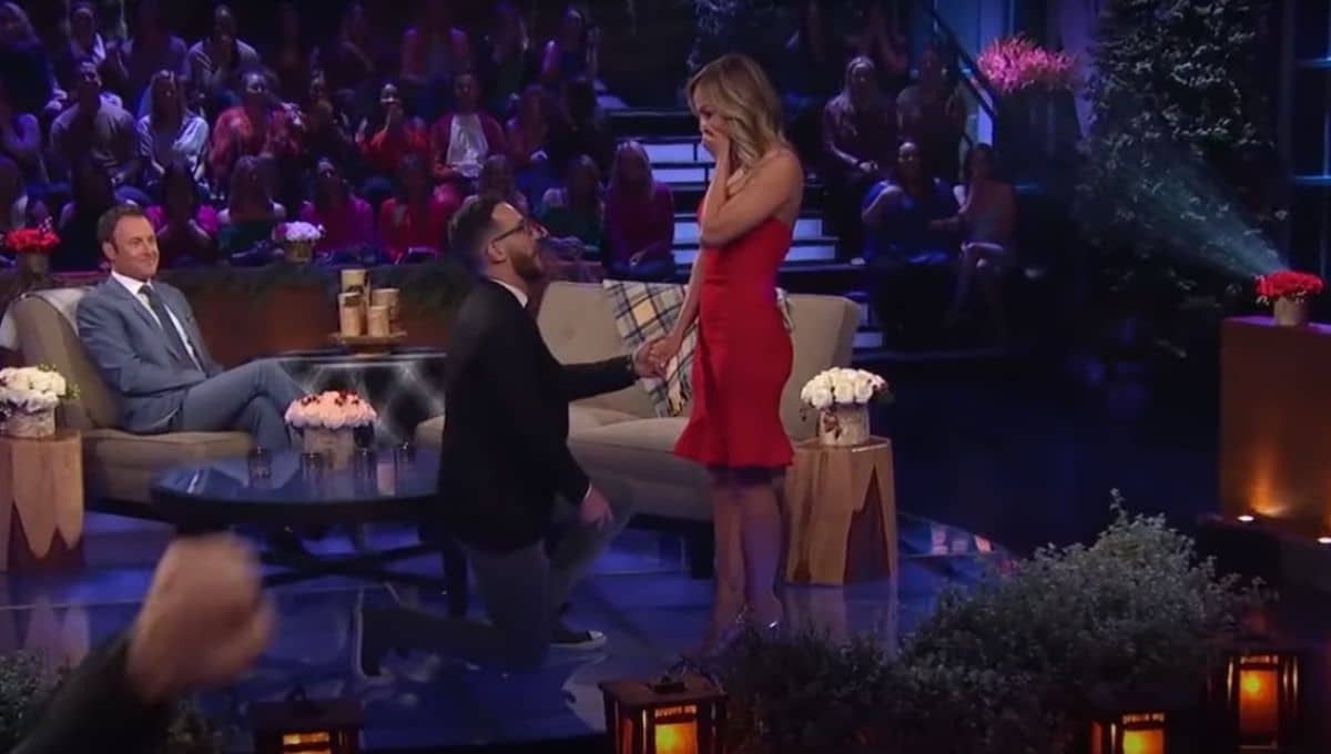 Benoit proposes to Clare Crawley during the live After the Final Rose taping