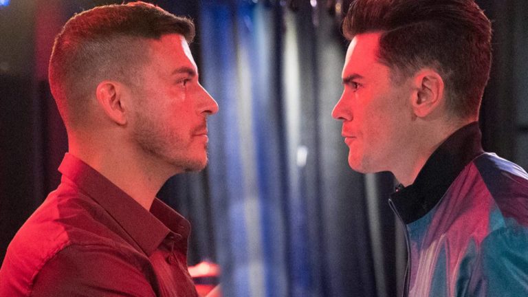 Jax Taylor and Tom Sandoval face off while filming Vanderpump Rules.