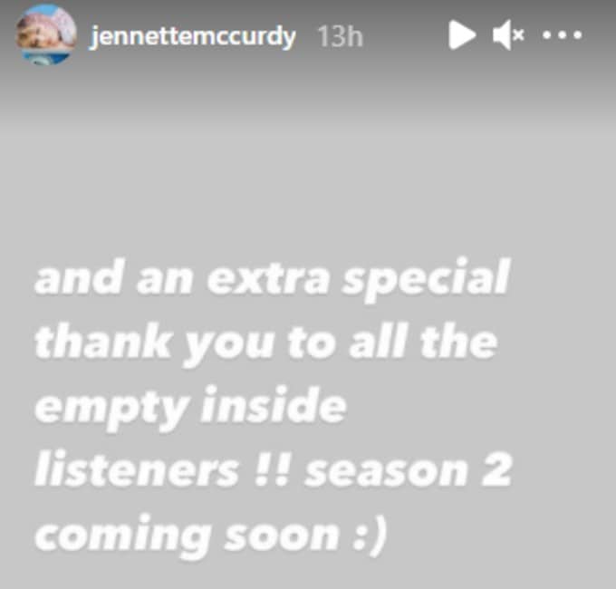 Jennette McCurdy's Instagram story