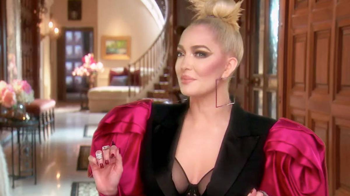 Erika Jayne films a confessional interview for RHOBH.