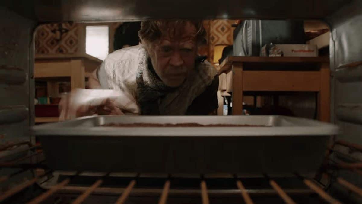 Frank examines his pot brownies on Shameless