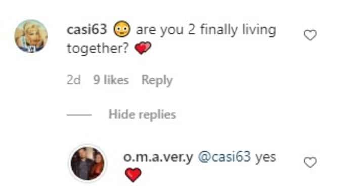 screenshot of omar and avery confirming that they're living together