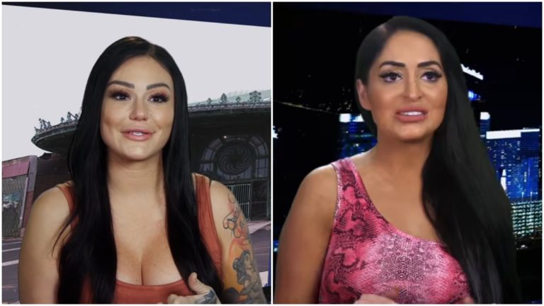 Angelina Pivarnick and Jenni "JWOWW" Farley during an episode of Jersey Shore Family Vacation