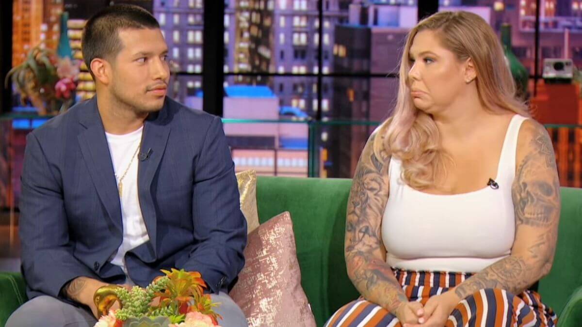 Javi Marroquin and Kail Lowry during a Teen Mom 2 reunion episode