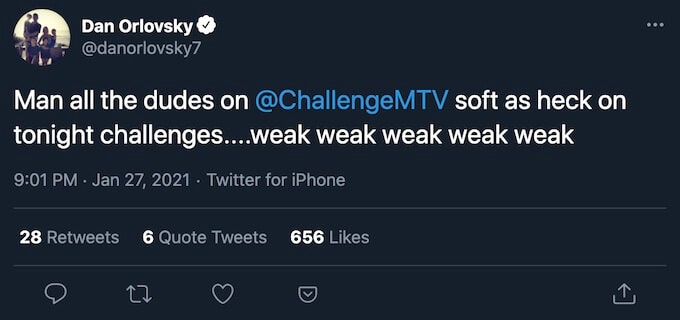 dan orlovsky tweets about the challenge double agents