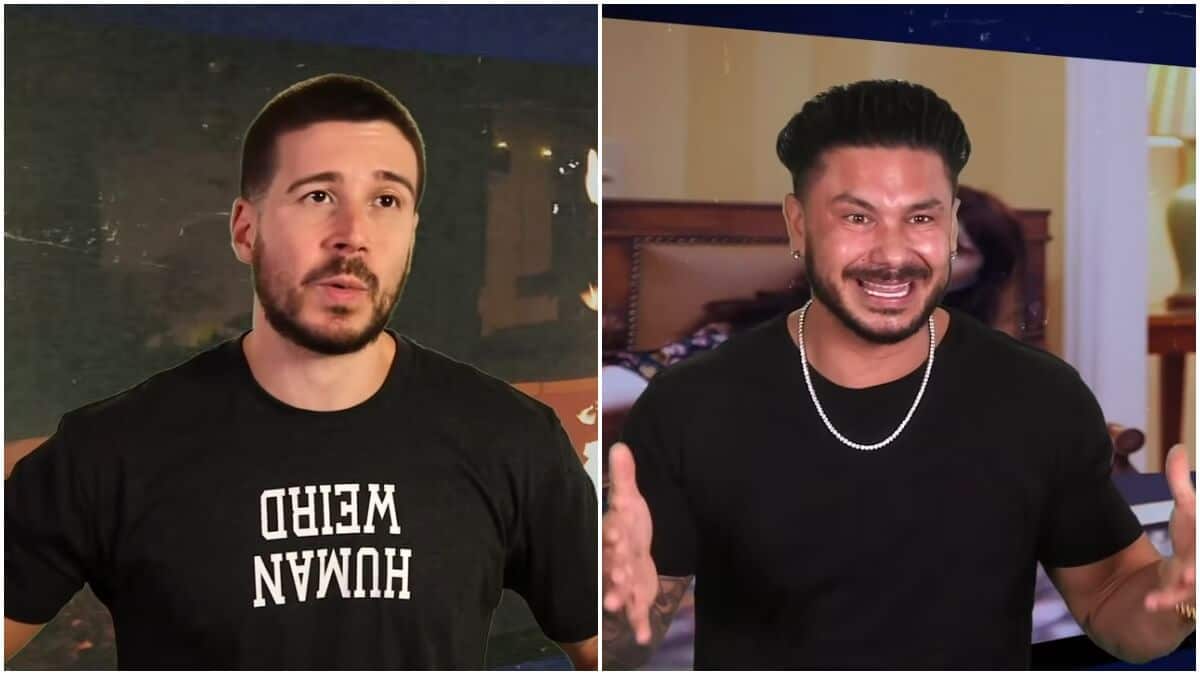 Vinny Guadagnino and Pauly DelVecchio during an episode of Jersey Shore Family Vacation