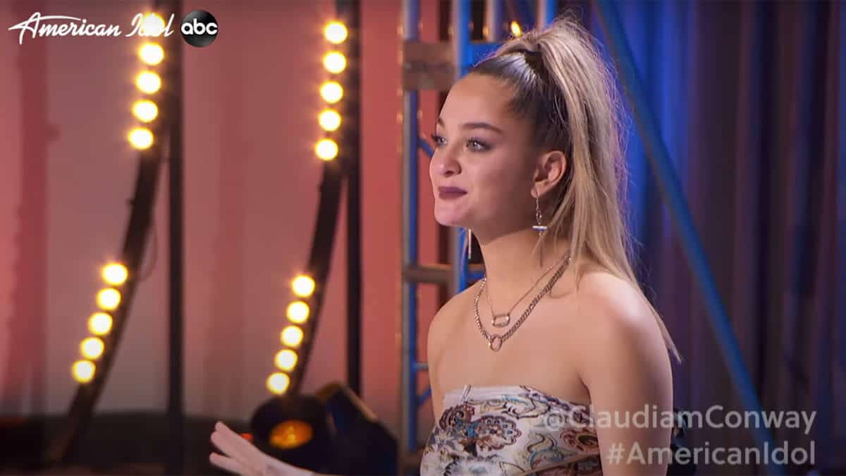 Claudia Conway facing the American Idol judges.