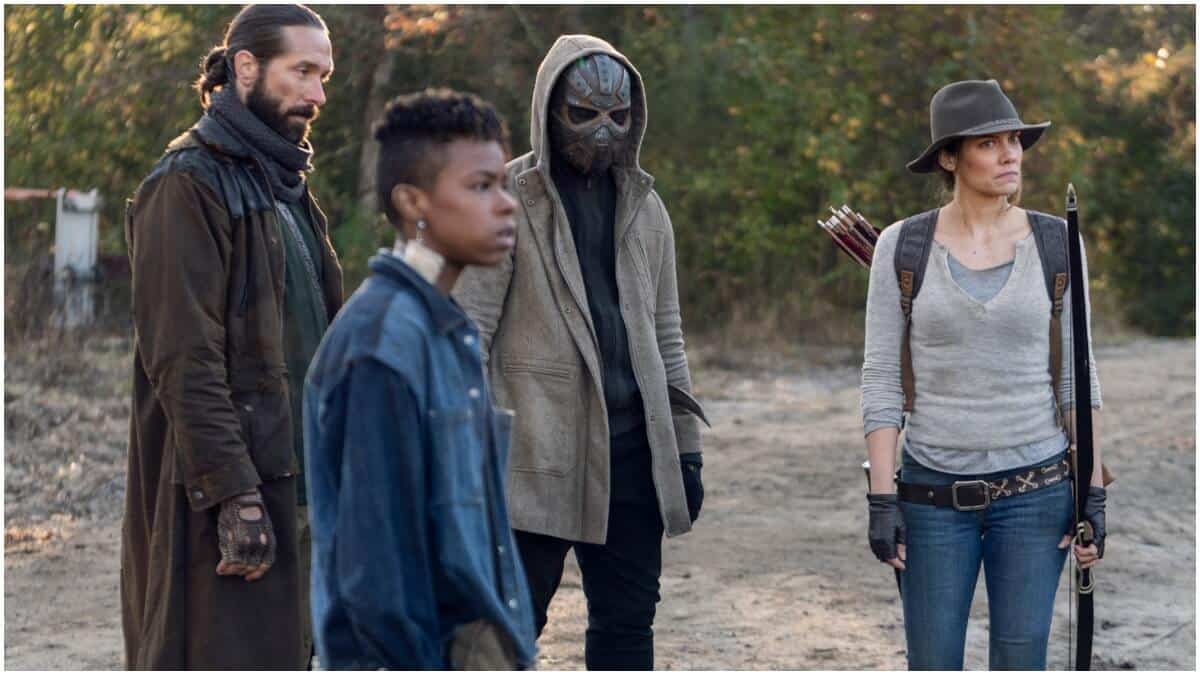 James Devoti as Cole, Angel Theory as Kelly, Okea Eme-Akwari as Elijah, as Lauren Cohan as Maggie, as seen in Episode 17 of AMC's The Walking Dead Season 10C