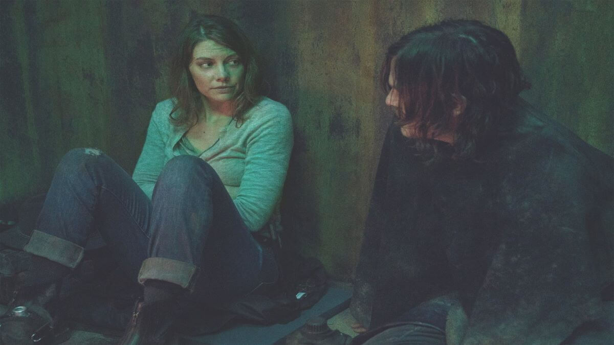 Lauren Cohan stars as Maggie and Norman Reedus as Daryl Dixon in Season 10C of AMC's The Walking Dead