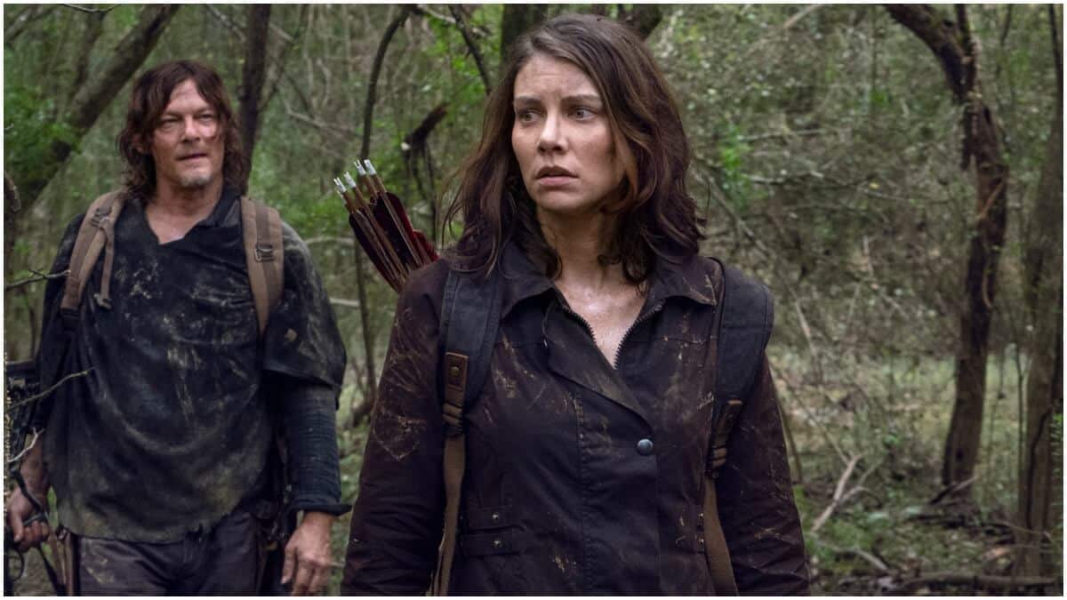 Norman Reedus as Daryl Dixon and Lauren Cohan as Maggie Rhee, as seen in Season 10C of AMC's The Walking Dead
